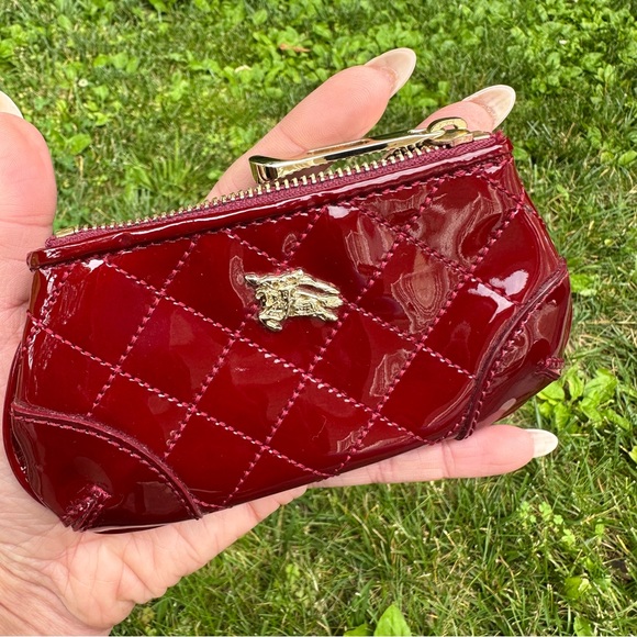 Burberry Patent Leather Quilted Zipper Coin Card Case - Picture 2 of 9